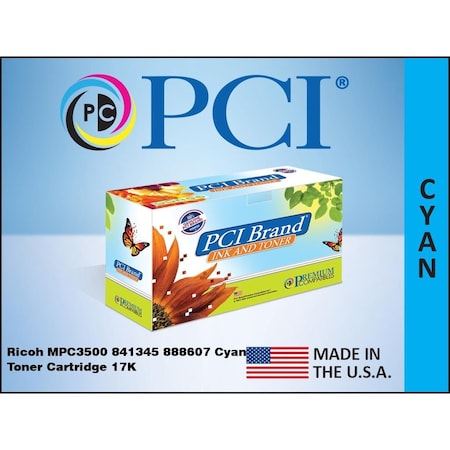 Pci Ricoh Mpc3500 841345 888607 Cyan Toner 888607PC